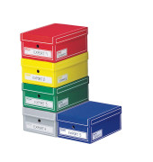 Archivbox, Wellpappe, mit Deckel, A4, 25,5x35x15,5cm, 5farbig sortiert