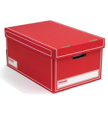 Archivbox, Wellpappe, mit Deckel, i: 32x47x23cm, rot