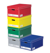 Archivbox, Wellpappe, mit Deckel, i: 32x47x23cm, 5farbig sortiert