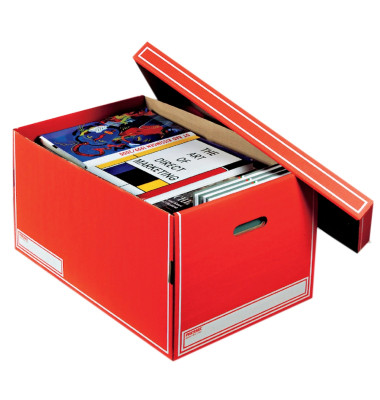 Archivbox Jumbo 760 rot 600x370x320mm mit Deckel