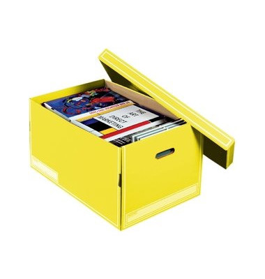 Aufbewahrungsbox 760105 mit Deckel, außen 275x175x155mm, Karton gelb/weiß