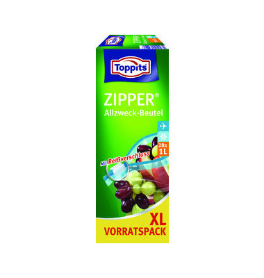 Gefrierbeutel Zipper®, Reißverschluss, 1 l, farblos, transparent
