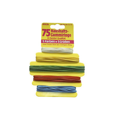Gummiringe auf Karte 5 Größen 5-farbig Gummiringe auf Karte 5 Größen 5-farbig