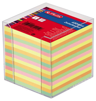 Zettelbox 1600253, 90x90mm, inkl. 650 Notizzettel, farbig transparent, Polystyrol