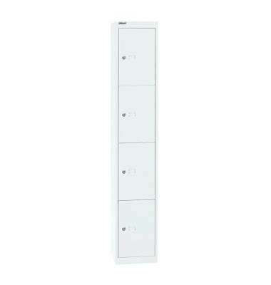 Schließfachschrank CLK124696, Metall, 1 Abteil mit 4 Fächern, abschließbar, 30,5x180,2cm (BxH), weiß