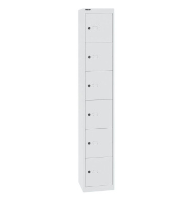 Schließfachschrank CLK186696, Metall, 1 Abteil mit 6 Fächern, abschließbar, 30,5x180,2cm (BxH), weiß