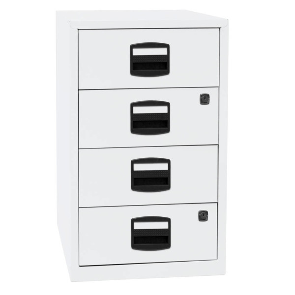 5020073708486 - Standcontainer verkehrsweiß 4 Auszüge Kunststoff-Muldengriff schwarz 413 x 400 x 672 cm