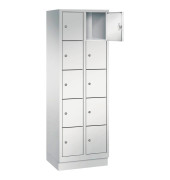 Schließfachschrank S 2000 Classic 8020-205, Metall, 2 Abteile mit 10 Fächern, abschließbar, 61x180cm (BxH), lichtgrau