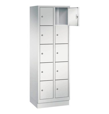 Schließfachschrank S 2000 Classic 8020-205, Metall, 2 Abteile mit 10 Fächern, abschließbar, 61x180cm (BxH), lichtgrau