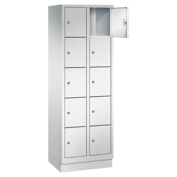 CP-Möbel Schließfachschrank S 2000 Classic 8020-205, Metall, 2 Abteile mit 10 Fächern, abschließbar, 61x180cm (BxH), lichtgrau 4025314543