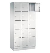 Schließfachschrank S 2000 Classic 8020-305, Metall, 3 Abteile mit 15 Fächern, abschließbar, 90x180cm (BxH), lichtgrau