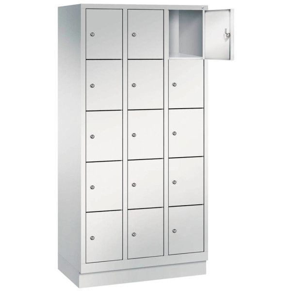 CP-Möbel Schließfachschrank S 2000 Classic 8020-305, Metall, 3 Abteile mit 15 Fächern, abschließbar, 90x180cm (BxH), lichtgrau 4025314553