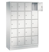 Schließfachschrank S 2000 Classic 8020-405, Metall, 4 Abteile mit 20 Fächern, abschließbar, 119x180cm (BxH), lichtgrau