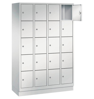 Schließfachschrank S 2000 Classic 8020-405, Metall, 4 Abteile mit 20 Fächern, abschließbar, 119x180cm (BxH), lichtgrau