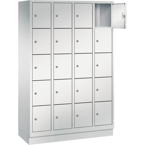 CP-Möbel Schließfachschrank S 2000 Classic 8020-405, Metall, 4 Abteile mit 20 Fächern, abschließbar, 119x180cm (BxH), lichtgrau 402531456