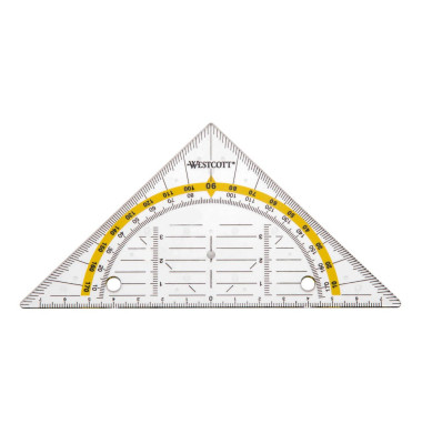 Kunststoff-Geodreieck E-1013900 transparent 16cm mit Abheftlöchern