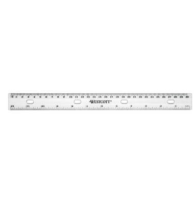 Kunststoff-Lineal E-1014000 transparent 30cm mit Abheftlöchern