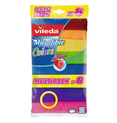 Mikrofasertuch Colors MULTIPACK 166640, 8 T&uuml;cher, 30x30cm, rosa/orange/lila/gelb/hellblau/gr&uuml;n/dunkelblau/rot