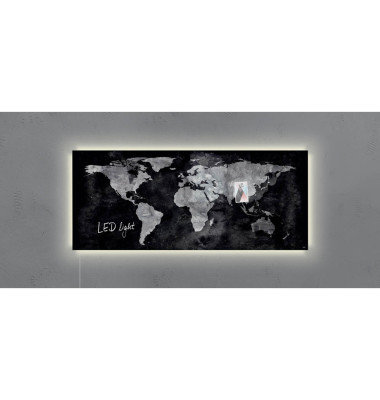 sigel Glas-Magnettafel artverum® LED light 130,0 x 55,0 cm World-Map