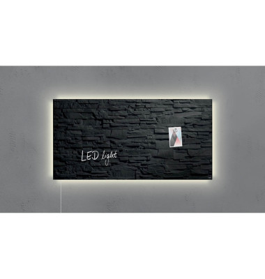 sigel Glas-Magnettafel artverum® LED light 91,0 x 46,0 cm Design Schiefer-Stone