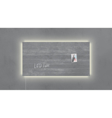 sigel Glas-Magnettafel artverum® LED light 91,0 x 46,0 cm Design Sichtbeton