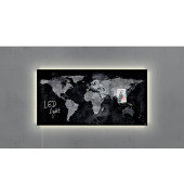 Glas-Magnettafel artverum® LED light 91,0 x 46,0 cm World-Map