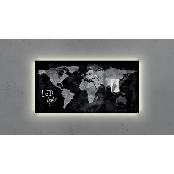 4004360825903 - Glas-Magnettafel artverum® LED light 910 x 460 cm World-Map 4004360825903 Sigel 4004360825903 - Glas-Magnettafel artverum® LED light 910 x 460 cm World-Map 4004360825903 Sigel