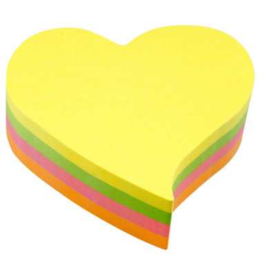 Haftnotizen 5823-39, Herz, 70x70mm, gelb/gr&uuml;n/pink/orange, Herz