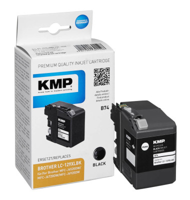 KMP schwarz Tintenpatrone ersetzt brother LC-129XLBK