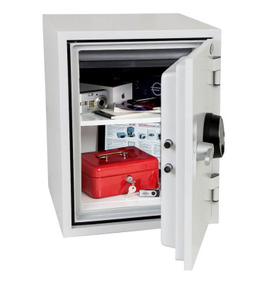 Feuerschutztresor FS1283F Titan 36 l 53kg signalweiß mit Fingerabdruckschloss Stahl