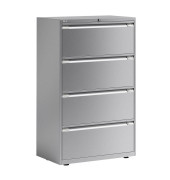 H&auml;ngeregistraturschrank YESF0813355 ESSENTIALS, silber, 4 Schubladen, 2-bahnig