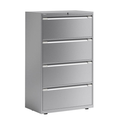 H&auml;ngeregistraturschrank YESF0813355 ESSENTIALS, silber, 4 Schubladen, 2-bahnig