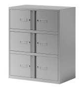 Schließfachschrank Essentials YELD0810355, Metall, 2 Abteile mit 6 Fächern, abschließbar, 80x100cm (BxH), silber