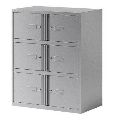 Schließfachschrank Essentials YELD0810355, Metall, 2 Abteile mit 6 Fächern, abschließbar, 80x100cm (BxH), silber