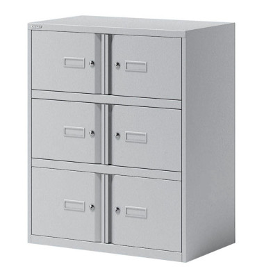 Schließfachschrank Essentials YELD0810645, Metall, 2 Abteile mit 6 Fächern, abschließbar, 80x100cm (BxH), lichtgrau