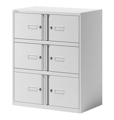Schließfachschrank Essentials YELD0810696, Metall, 2 Abteile mit 6 Fächern, abschließbar, 80x100cm (BxH), weiß