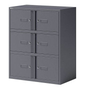 Schließfachschrank Essentials YELD0810634, Metall, 2 Abteile mit 6 Fächern, abschließbar, 80x100cm (BxH), anthrazit