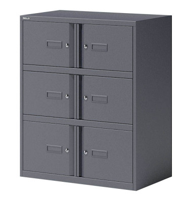 Schließfachschrank Essentials YELD0810634, Metall, 2 Abteile mit 6 Fächern, abschließbar, 80x100cm (BxH), anthrazit