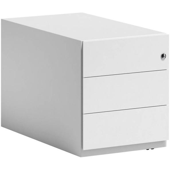 5020073838343 - Rollcontainer Note mit seitlicher Griffleiste und drei Universalschubladen à Höhe 150 mm 495 x 420 x 775 mm Verkehrsweiß