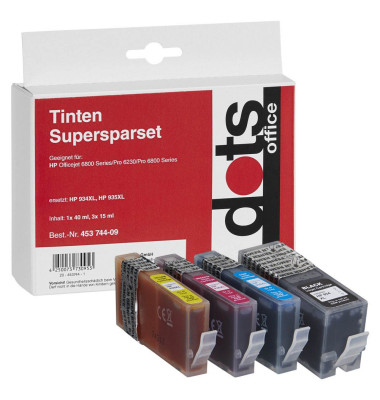 dots schwarz, cyan, magenta, gelb Tintenpatronen ersetzen HP 934XL/935XL