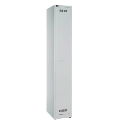 Schließfachschrank Light GL03S1245, Metall, 1 Abteil mit 3 Fächern, abschließbar, 30x185cm (BxH), lichtgrau