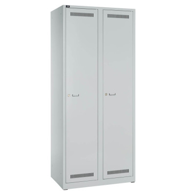 Spind Light GL08D1245, Metall, 2 Abteile mit 2 F&auml;chern, abschlie&szlig;bar, 80x185cm (BxH), lichtgrau