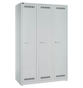 Spind Light GL12T1245, Metall, 3 Abteile mit 3 F&auml;chern, abschlie&szlig;bar, 120x185cm (BxH), lichtgrau