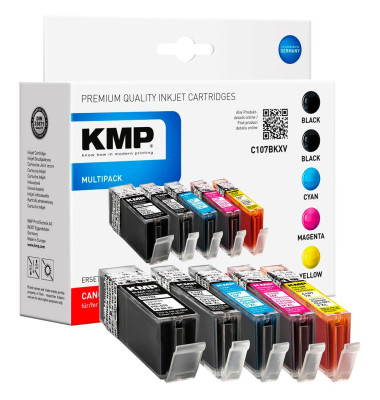 KMP Tinte ersetzt Canon PGI-570 XL, CLI-571 XL Kompatibel Kombi-Pack Schwarz, Photo Schwarz,