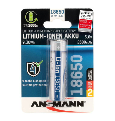 Spezial-Akku 18650  Li-Ion Ansmann 18650 9,36 Wh 3.7 V 2600 mAh