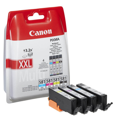Canon Tinte CLI-581XXL BKCMY Original Kombi-Pack Foto Schwarz, Cyan, Magenta, Gelb 1998C005