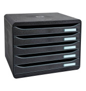 Schubladenbox Big-Box Plus Classic quer 308714D schwarz/schwarz 5 Schubladen geschlossen