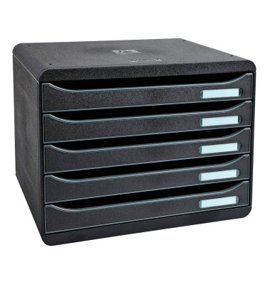 Schubladenbox Big-Box Plus Classic quer 308714D schwarz/schwarz 5 Schubladen geschlossen