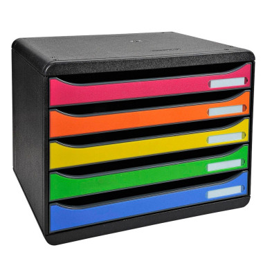 Schubladenbox Big-Box Plus Classic quer 308798D schwarz/bunt 5 Schubladen geschlossen