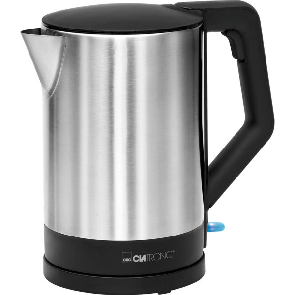 Clatronic® Wasserkocher Edelstahl | 1,5 Liter | Einhandbedienung | Edelstahlgehäuse | Kettle | Station mit Kabelaufwicklung | Wasserkocher schwarz | WKS 3692 schwarz
